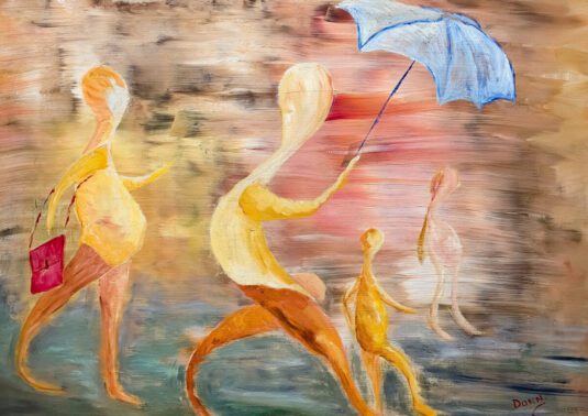 abstract figures and blue